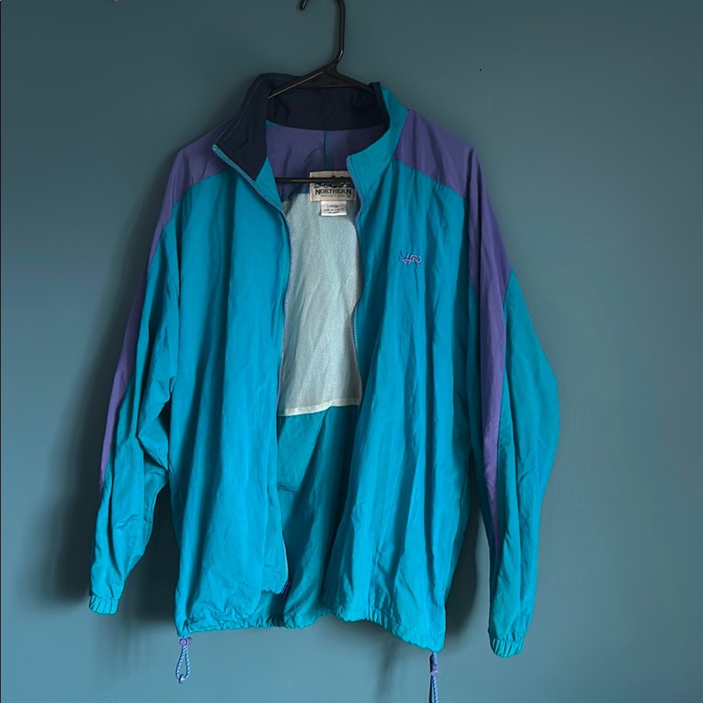 Blue and Purple Windbreaker Jacket with Two-Tone Design
